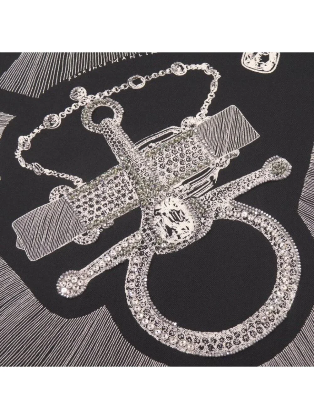 Hermes Carre 90 Planche D Etvde Formal Attire Etude Rhinestone Silk Black 1565 - Picture 3 of 5